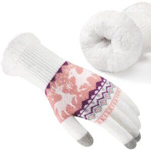 Women's C-White Thermal Soft Elastic Lining Cuff Winter Cold Weather Gloves